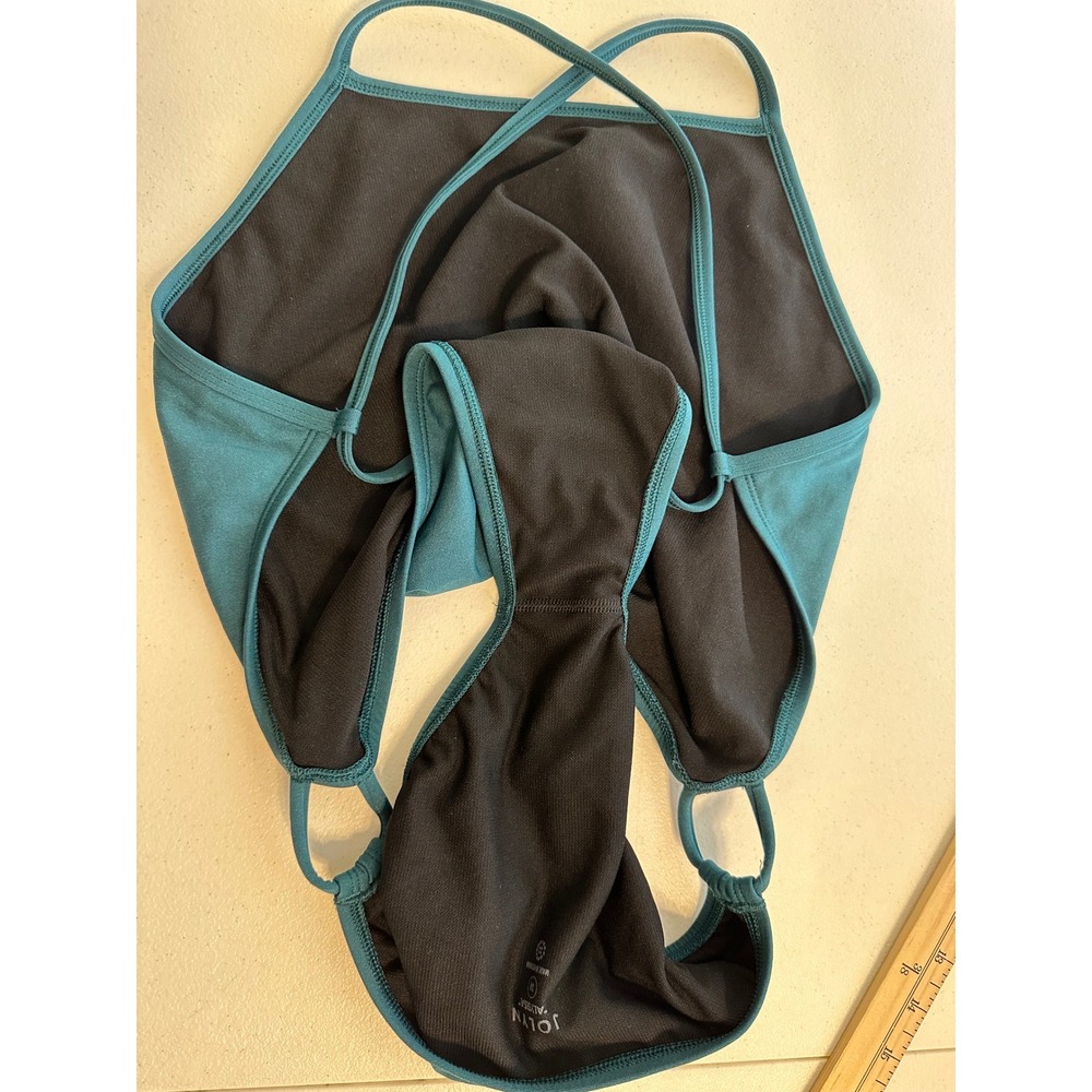 JOLYN Alyssa One Piece Swimsuit Size 34 US 8/10 Teal Open Back Athletic - Picture 10 of 12